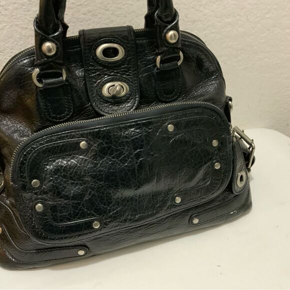 Hype Women's Black Soft Leather Studded Tote Satchel hobo bag - Picture 4 of 15